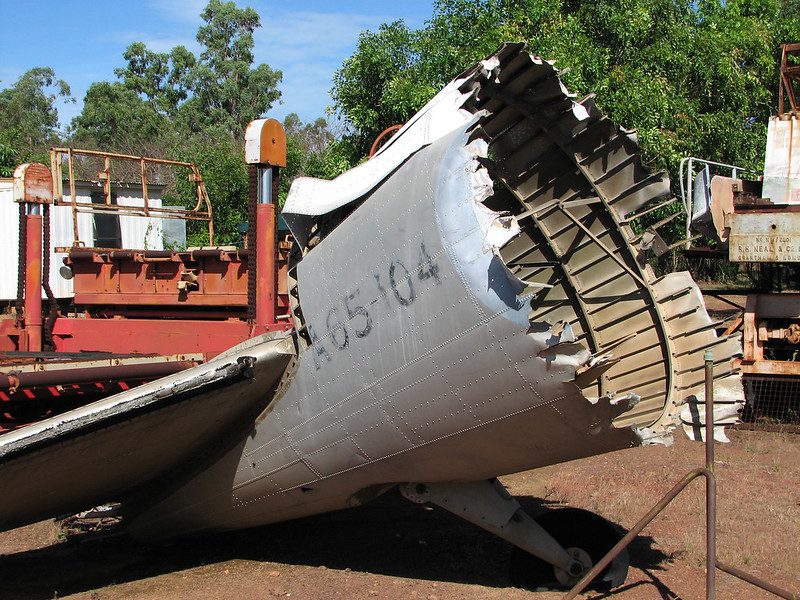 The remains of raaf dakota a65-104, which was destroyed in cyclone tracy. A65-104 was the aircraft that took 5acs members for those first flights from the newly completed 11/29 airstrip in 1959.